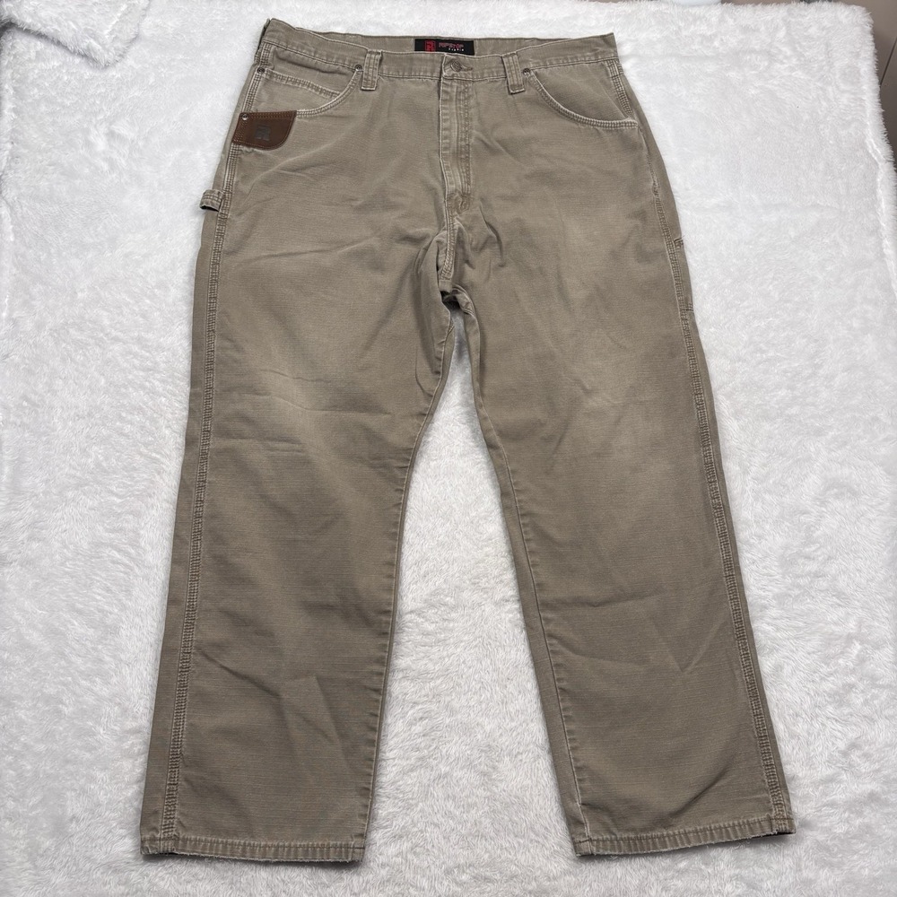 LOT OF 2 Wrangler RIGGS Workwear Ripstop Carpenter Pants Men 40x32 HeavyDuty Tan - Picture 2 of 16